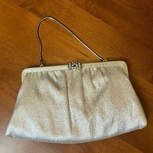 Ande Vintage Gold Lamé Metallic Evening Wedding hand bag clutch